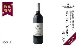 【 数量限定 】エピヌ カベルネソーヴィニヨン ＆ メルロ 2021 茨城県産 牛久醸造場 日本ワイン 赤ワイン 750ml × 1本 やや辛口 ミディアムボディ お酒 贈り物 ドライプルーン [BJ016us]