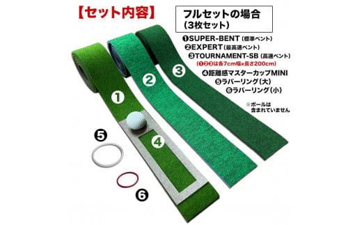 パターマット工房 タッチがわかるパット練習レール 3枚セット(標準・高速・最高速) 7cm×200cm 3枚組 ゴルフ 練習器具 パッティング練習 パッティングマット 人工芝 スーパーベント 日本製