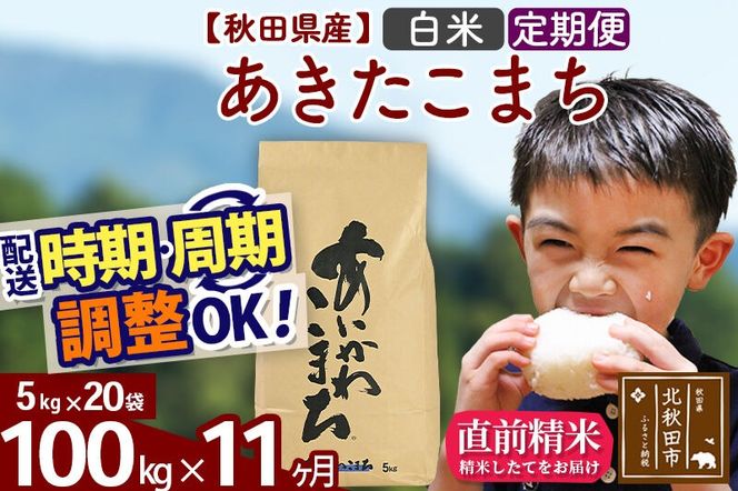 ※令和7年産※《定期便11ヶ月》秋田県産 あきたこまち 100kg【白米】(5kg小分け袋) 2025年産 お届け周期調整可能 隔月に調整OK お米 藤岡農産 [藤岡農産 秋田 お米 あきたこまち 米どころ 東北 北秋田市 定期便 毎月お届け]|foap-11711