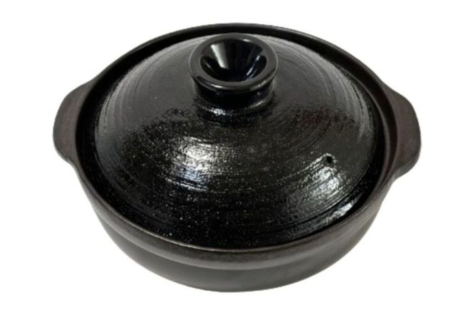 【萬古焼（ばんこやき）】8号 黒土鍋 セラミックコーティング 内山製陶所【土鍋 2～3人用 セラミック 直火用 電子レンジ対応 お手入れ簡単 食洗器対応 三重県 三重 四日市市 四日市 四日市市ふるさと納税 四日市ふるさと納税】