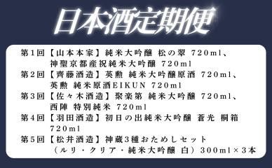 京の日本酒 定期便 全5回 | 京都 人気酒蔵 日本酒飲み比べ［ 京都の人気酒蔵の日本酒が2か月に1度楽しめる 酒 日本酒 晩酌 人気 おすすめ ギフト プレゼント お取り寄せ 通販 送料無料 ふるさと納税 ］ 261009_B-AA15