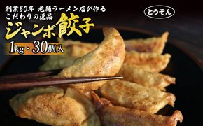 餃子 【創業50年 老舗ラーメン店が作る】手作り ジャンボ 冷凍餃子 30個入り 餃子 冷凍 冷凍食品 ぎょうざ ギョウザ ギョーザ おつまみ 静岡県 藤枝市