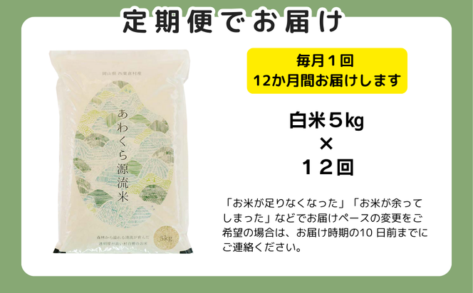 【12回定期便】白米 5kg 令和6年産 あきたこまち 岡山 あわくら源流米 K-bf-DDCA