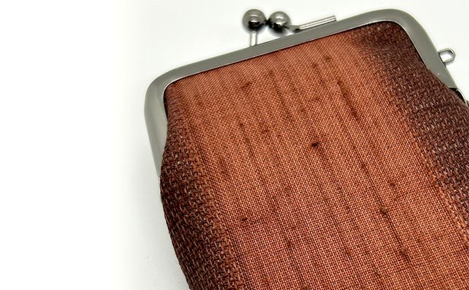 がま口ポーチS ぜんまい紬 煉瓦色 ファッション小物 財布 ファッション 