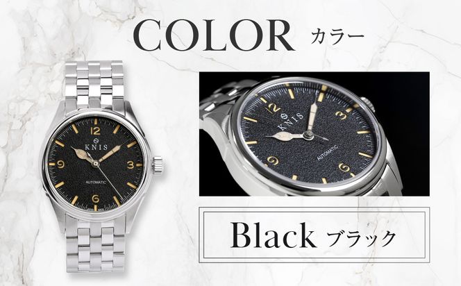 【KNIS KYOTO】レトロモダン 日本製 自動巻き 腕時計＜ブラック＞｜京都発 腕時計 人気ブランド おしゃれ［ 京都 ニス 国産腕時計 MIYOTA おしゃれ 上品 高級 おすすめ ウォッチ 時計 ファッション お取り寄せ 通販 送料無料 ふるさと納税 ］ 261009_A-TE008VC02
