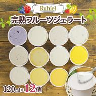 北海道 Ruhiel 完熟フルーツジェラート 120ml 12個セット アイス 詰め合わせフルーツ 果物 牛乳 自家製 スイーツ ジェラート パーティー お取り寄せ ギフト デザート ルヒエル 倶知安町 お菓子 