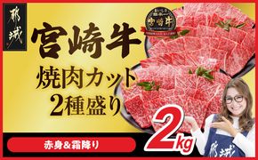 宮崎牛焼肉2種2kgセット(霜降り800g 赤身1200g)_34E-N2-002-2kg-S8A12-CF
