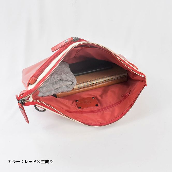 レディース　国産　キャンパスショルダー　7M8-1062（ナチュラル×レッド）