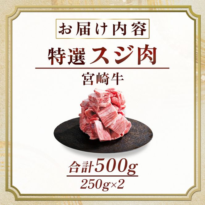 産地直送・宮崎牛特選スジ肉 500g（黒毛和牛 牛肉 和牛 スジ 牛すじ 牛スジ カレー 煮物 ）