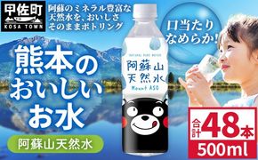 熊本のおいしいお水 阿蘇山天然水 500ml×48本（2ケース）（共通返礼品・御船町） - 天然水 水 飲料水 ミネラルウォーター 箱買い まとめ買い ペットボトル 飲料 ウォーター 軟水 防災グッズ 防災 備蓄 ローリングストック ストック 熊本県