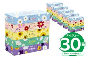 【ハーフサイズ】エリエール i:na（イーナ）ティシュー　150W5P×6パック 箱ティッシュ ボックスティッシュ ティッシュペーパー【0095-029】