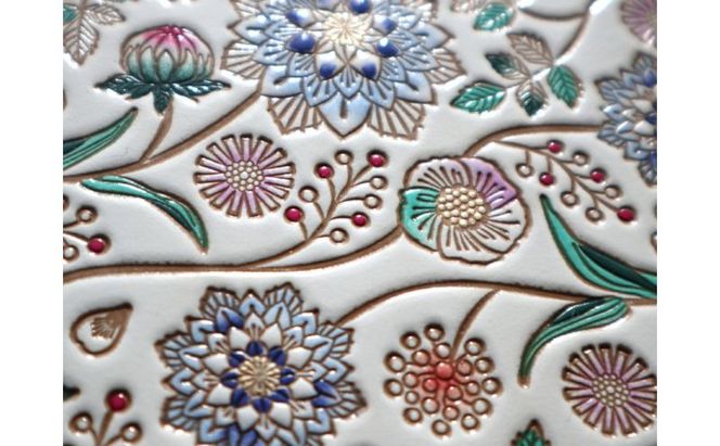 【文庫屋大関】パーソナルホルダー　ダリア＜コバルトブルー＞【皮革工芸品】 民芸品 雑貨 日用品 文房具 革小物 牛革 ファイル ケース 