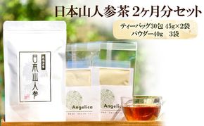 ★希少★日本山人参茶＆パウダーで健康に！ティーバッグ30包×2袋 パウダー40g×3袋 農薬不使用 飲料類 お茶 野菜 抹茶 ヨーグルト ハーブの力 化学肥料不使用 