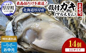 【お中元】北海道 厚岸産 ブランド牡蠣 マルえもん 殻付き 牡蠣 LLサイズ 14個 【光輝】 [ 魚貝類 生牡蠣 海鮮 海の幸 生食用牡蠣 生食用 生食用殻付き牡蠣 濃厚 甘み  オイスター ]  