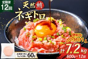 12回 定期便 天然 マグロ ネギトロ まぐろたたき 冷凍 60g 10個 計600g [トライ産業 静岡県 吉田町 22424391] 小分け 個包装 まぐろのたたき 鮪 まぐろ ネギトロ丼 ねぎとろ マグロたたき