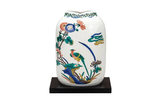 九谷焼　7号花瓶　古九谷花鳥（台付） 