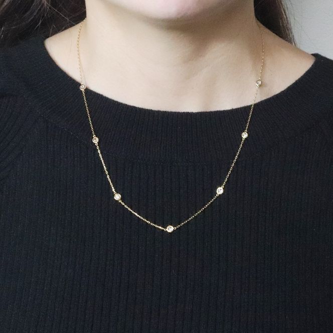 K18　1.00　ダイヤモンドステーションネックレス　BQ-203