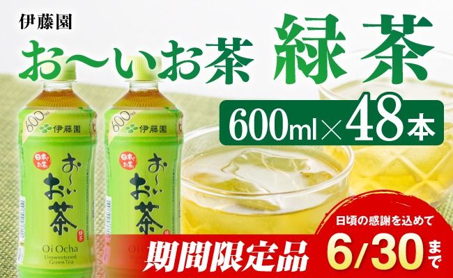 ※2025/06/30まで※おーいお茶 緑茶600ml×48本 PET[飲料 飲み物 ソフトドリンク お茶 ペットボトル 備蓄 送料無料]宮崎県 川南町 [D07378]
