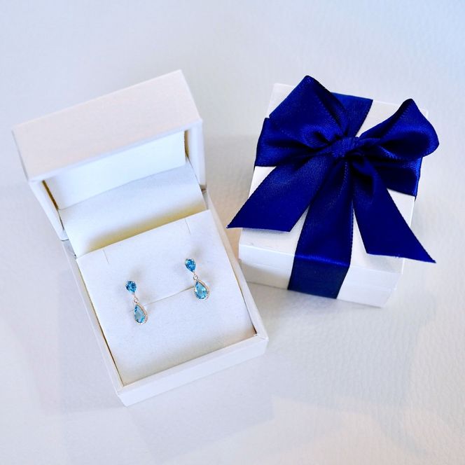 K10YG(10金) イエローゴールド 揺れる ブルートパーズ アンティーク ピアス 保証書付 SR-2261 242-050-d