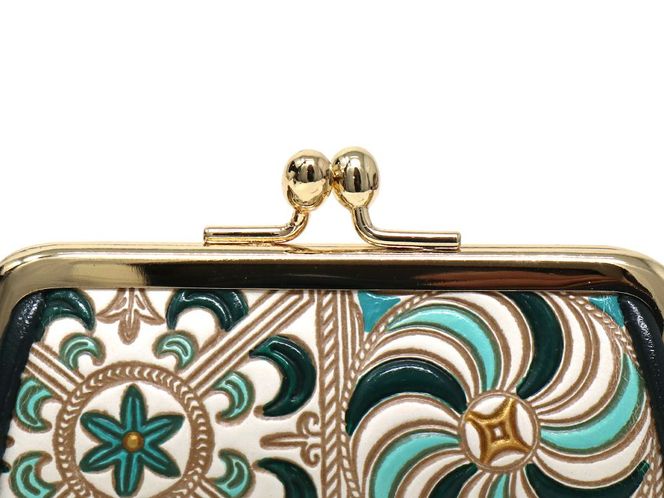 【文庫屋大関】印鑑ケース　錦紗＜緑＞【皮革工芸品】 ファッション小物 民芸品 