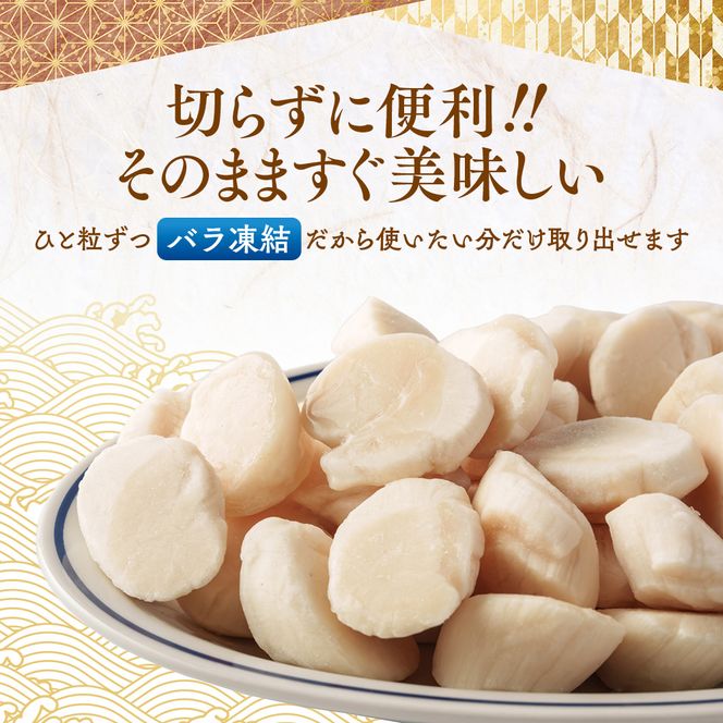 19-104 【訳あり】北海道オホーツク産ホタテ貝柱(生食用)小粒大入 1kg ｜ サイズ不揃い ワケアリ 訳あり ほたて ホタテ 帆立 貝柱 玉冷
