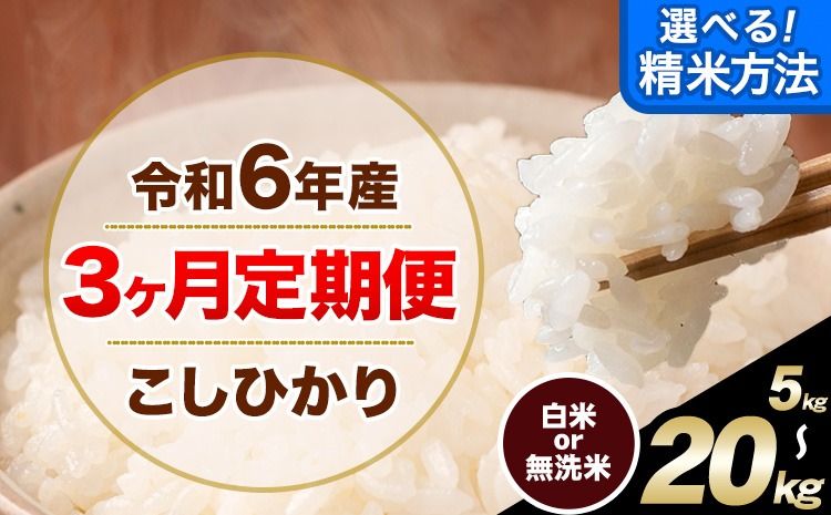 [3ヶ月定期便]令和6年産 無洗米 も 選べる 定期便 こしひかり 白米 or 無洗米 選べる精米方法 定期便 内容量 5kg 10kg 15kg 20kg 白米 精米 無洗米 熊本県産(南阿蘇村産含む) 単一原料米 南阿蘇村[申込み翌月から発送]---kh6tei_45000_5kg_mo3_mna_h---