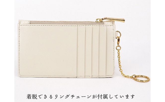 【文庫屋大関】すっきりカードケース　乱菊＜赤紫＞【皮革工芸品】 ファッション小物 雑貨 フラグメントケース 小銭入れ付き 収納 スマート 日本製 