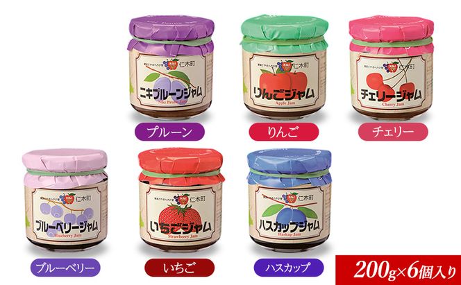 JA新おたるのジャムぜんぶ詰合せ(200g×6個入り) リンゴ アップル ブルーベリー 苺 ストロベリー チェリー ハスカップ ニキプルーン 果物 フルーツ [JA新おたる] 