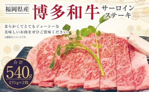 博多和牛 サーロインステーキ用 270g × 2枚 合計540g 柔らかい ジューシー 食肉技術専門士 厳選 真空パック 冷凍 和牛 牛肉 牛 肉 お肉 にく ニク ステーキ サーロイン