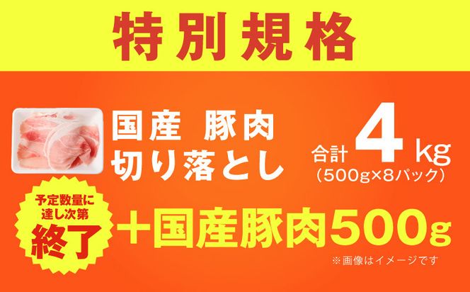 mrz0333-1 【特別規格】国産豚肉 切り落とし 4kg+500g【氷温熟成×極味付け 小分け 300g ぶた 普段使い 訳あり サイズ不揃い 圧倒的企業努力】