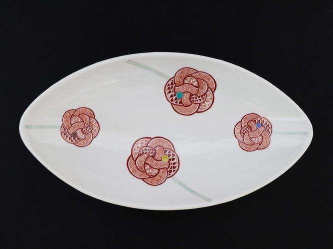 九谷焼　8.5号鉢　赤絵水引文 　a01　大志窯 食器 キッチン雑貨 キッチンアイテム 雑貨 お皿 食卓 テーブルコーディネート 盛り付け 