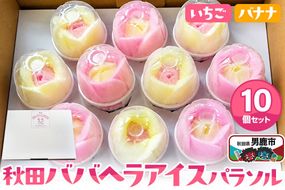 アイス 秋田ババヘラアイスパラソル 10個 花 秋田県 男鹿市 杉重冷菓 いちご バナナ [アイスクリーム デザート ジェラート コーン セット]|23_sgj-011001