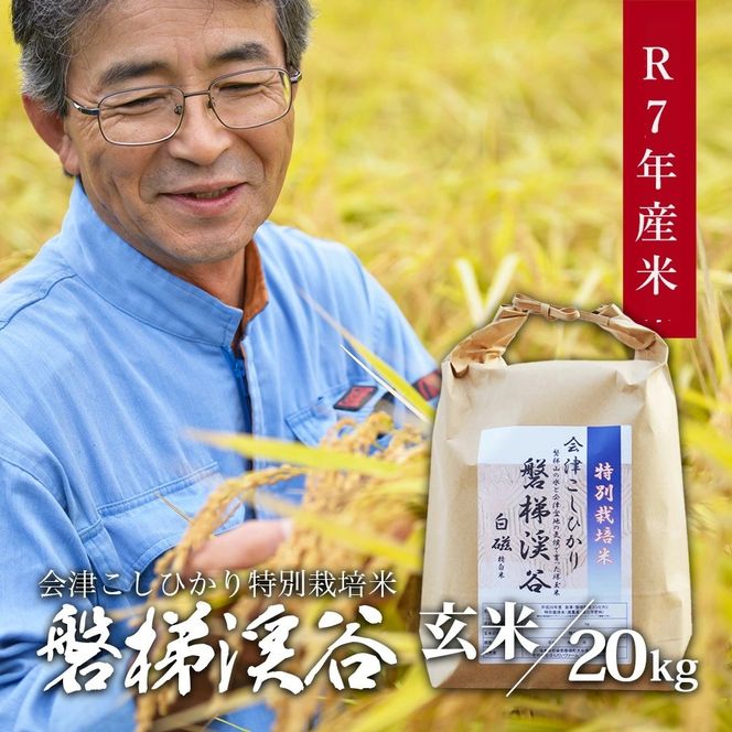 Aランク"会津コシヒカリ特別栽培米「磐梯渓谷」 （減農薬栽培）玄米20kg新米