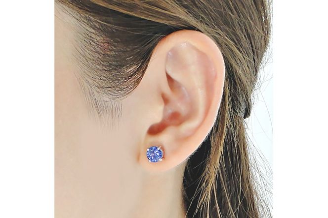 一粒ピアス プラチナ PT900 天然タンザナイト ラウンド 大粒 2.4ct スタッドピアス 【f221-pt】 [株式会社オーダーメイドジュエリーメイ 山梨県 韮崎市 20742681] ピアス アクセサリー アクセ ジュエリー