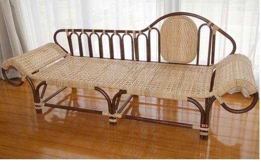 籐製カウチソファ<3人掛け：橋之口籐工芸工房> 