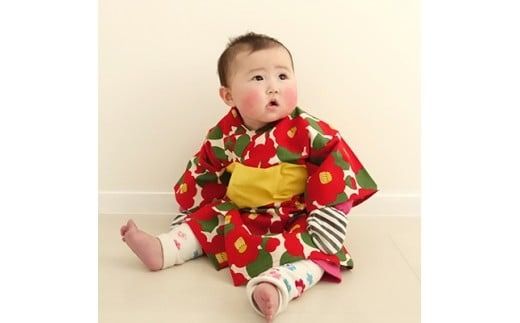 ファースト着物と袴のセット 女の子用(椿柄)