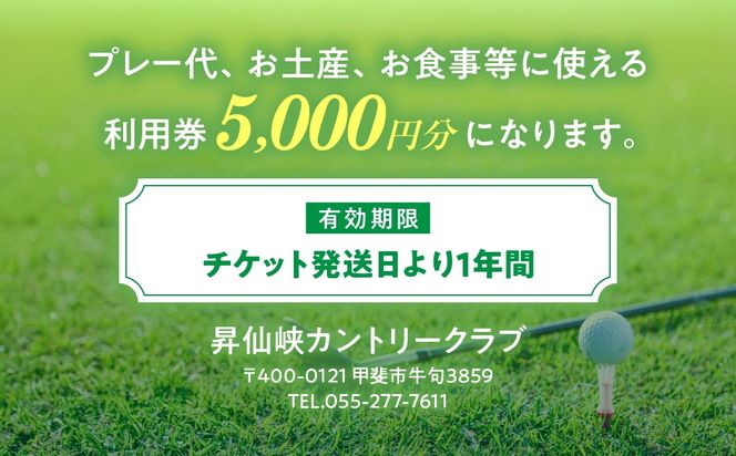 昇仙峡カントリークラブ　ゴルフ場施設利用券B　5,000円分　CA-2