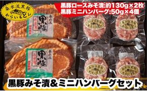 【ブランド黒豚】桑水流黒豚みそ漬＆ミニハンバーグセット 計460g（豚肉 黒豚 豚 肉 お肉 味噌漬け ハンバーグ）