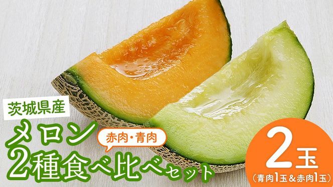 【6月上旬頃より発送】茨城県産 青肉・赤肉メロンセット 秀品または優品 3Lまたは4Lサイズ×各1玉入 おすすめ JA全農いばらき JA メロン めろん フルーツ くだもの 果物 国産旬 定番 旬 期間限定 青肉 赤肉 食べ比べ アンデス クインシー エルソル