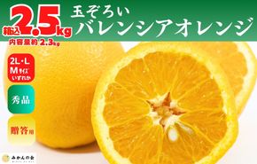バレンシアオレンジ 国産 玉ぞろい 秀品 箱込 2.5kg (内容量 2.3kg ) 2L L M サイズのいずれか 和歌山県産 産地直送【みかんの会】  AX406