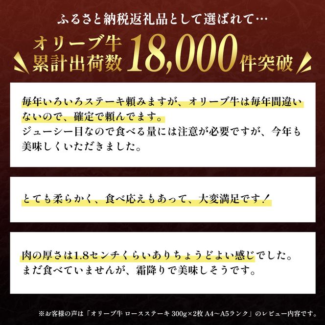 香川県産黒毛和牛オリーブ牛「ロースステーキ 300g×2枚」 サーロインステーキ お肉 牛肉 
