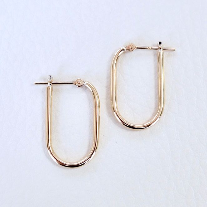 【ジュエリー】K10イエローゴールド 地金  おしゃれ オーバル フープ ピアス 保証書付 SKR-2121  242-014