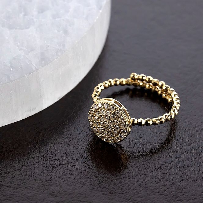 18金 リング k18 指輪 フリーサイズ ダイヤモンド 0.4ct ゴールド ミラーボール サークル 形状記憶 イエローゴールドK18 18k 婚約指輪 ピンキーリング パヴェ ジュエリー シンプル 普段 使い250328an402dy SWAA264