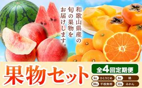 【発送月固定定期便】フルーツセット 果物セット(すいか 桃 ひらたねなし柿 みかん)【全4回】 魚鶴商店《6月中旬-1月上旬頃出荷》 和歌山県 日高川町 すいか 小玉 ひとりじめ 桃 平核無柿 柿 化粧箱入 ギフト 果物 フルーツ 旬 送料無料 定期便---wshg_uot110tei_26_49000_681012y4---
