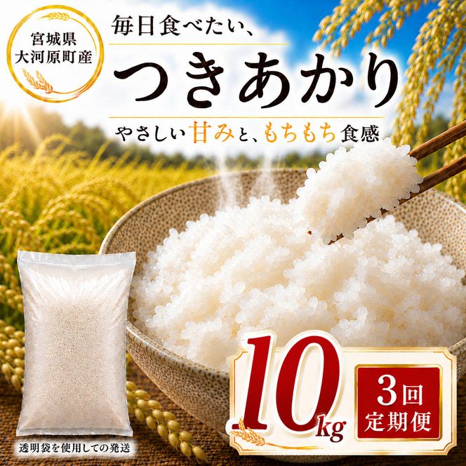 つきあかり 定期便 3回/10kg（5kg×2袋） 令和8年産 新米 ブランド米 白米 精米 【小分け】 宮城県大河原町産