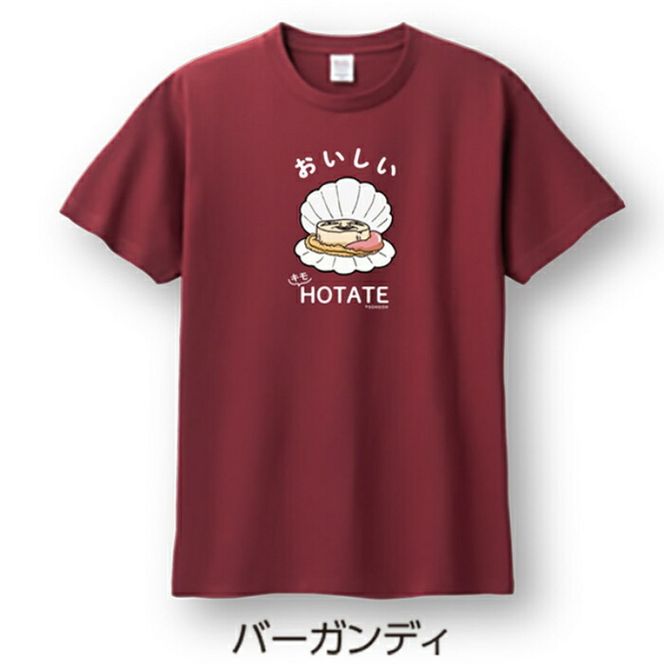 12-244 キモホタテグッズ(Tシャツ Lサイズ バーガンディ・ペーパーホルダー・シール）