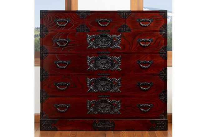 仙台箪笥 三.五尺七ツ抽箪笥 拭き漆塗り (申込書返送後、1ヶ月～6ヶ月程度でお届け)|06_kyk-090301