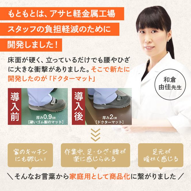 [ ドクターマット L・183cm・リーフ ] キッチンマット 厚手 体圧分散 抗菌 拭ける キッチン用品 お手入れ簡単 アサヒ軽金属