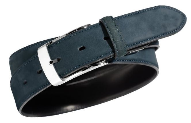G2966 本革（ヌバック）ベルト35mm幅 ネイビー【革ベルト ベルト レザー ビジネス スーツ メンズ 仕事 ファッション 小物 日用品 雑貨】