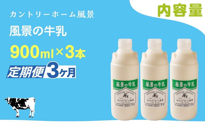 【定期3ヶ月】風景の牛乳 900ml ×3 SKB064